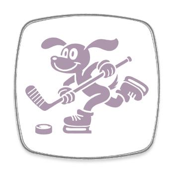Dachshund Hockey Silhouette Minimalist - Square fridge magnet - white - Front