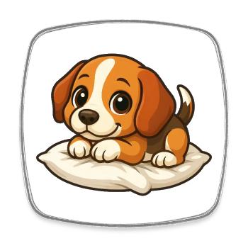 Cute Beagle Cartoon Lying Relaxing Cuddling - Square fridge magnet - white - Front