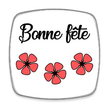 HAPPY BIRTHDAY. HEART. HAPPY MOTHER'S DAY. MOM. FEAST - Square fridge magnet - white - Front