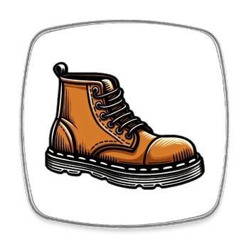 Stiefel in Braun - Viereckiger Kühlschrankmagnet - Weiß - Vorne