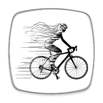 Radfahrerin Line Art - Viereckiger Kühlschrankmagnet - Weiß - Vorne