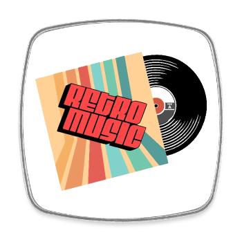 Retro-Musik - Viereckiger Kühlschrankmagnet - Weiß - Vorne