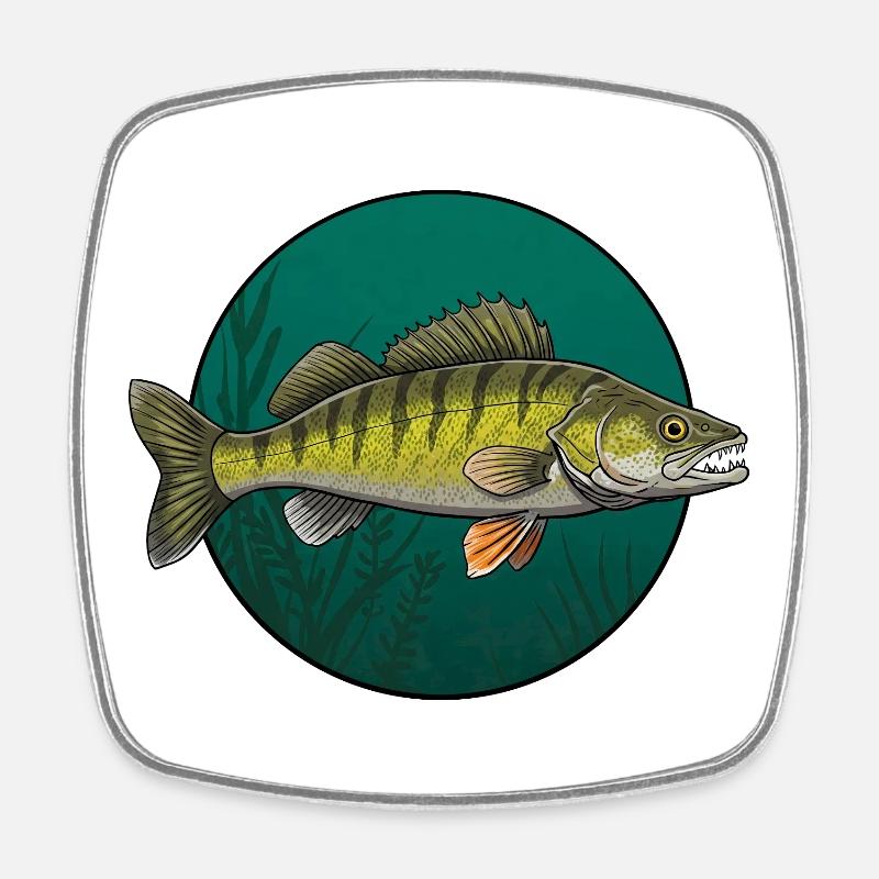 Zander Pêche Pêche aux carnassiers - Magnet carré - blanc