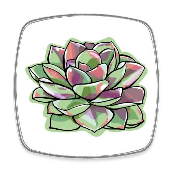 Echeveria Fat Leaf Rosette Succulent - Square fridge magnet - white - Front