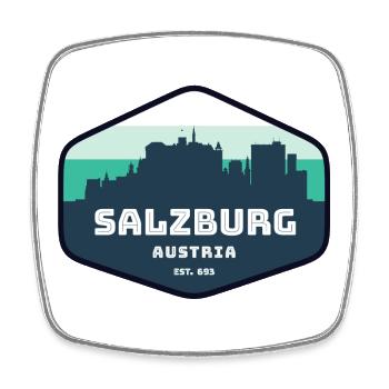 Salzburg Skyline Silhouette - Viereckiger Kühlschrankmagnet - Weiß - Vorne