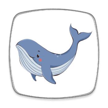 Baleine bleue - Magnet carré - blanc - Devant