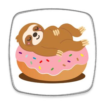 Faultier auf Donut–Süßes und entspanntes Tiermotiv - Viereckiger Kühlschrankmagnet - Weiß - Vorne