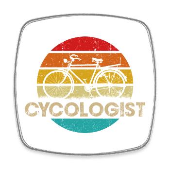 Logo vintage de vélo coucher de soleil - Magnet carré - blanc - Devant