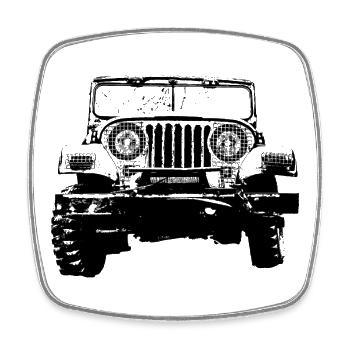 Jeep - Viereckiger Kühlschrankmagnet - Weiß - Vorne