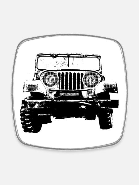 Jeep - Viereckiger Kühlschrankmagnet - Weiß
