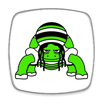 tortue Reggae musique Rasta Hair Hat Jamaïque - Magnet carré - blanc - Devant