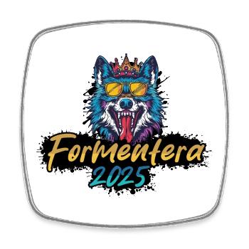 Formentera 2025 Party Wolf - Viereckiger Kühlschrankmagnet - Weiß - Vorne
