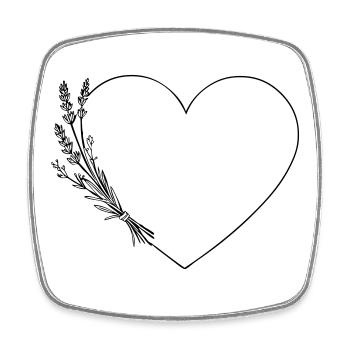 Line Art Coeur - Fleurs sauvages, Personnalisable - Magnet carré - blanc - Devant