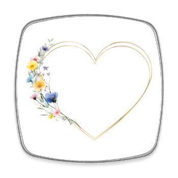 Coeur et fleurs sauvages personnalisables - Magnet carré - blanc - Devant