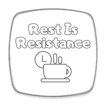 Le repos, c’est la résistance – T-shirt anti-stress - Magnet carré - blanc - Devant