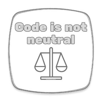 Code Is Not Neutral - Ethical Coder Statement - Square fridge magnet - white - Front