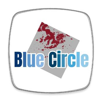 Gris Carré Cercle Bleu - Magnet carré - blanc - Devant
