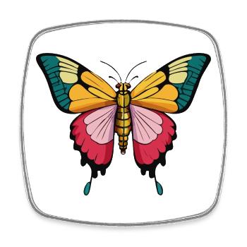 Colorful Butterfly on Nature Background - Square fridge magnet - white - Front