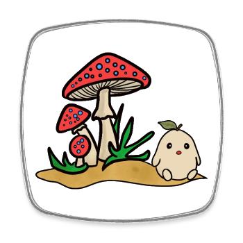 Tama and mushrooms - Square fridge magnet - white - Front
