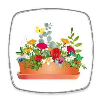 Bunte Blumenpracht im Blumenkasten - Viereckiger Kühlschrankmagnet - Weiß - Vorne