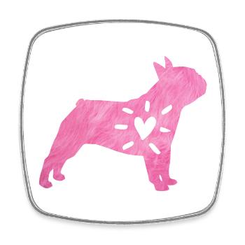 Carlin Coeur Amour Chien Fourrure Wauwau Rose Animal Amour - Magnet carré - blanc - Devant