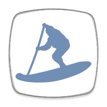 Minimalistische Stand Up Paddle Silhouette - Viereckiger Kühlschrankmagnet - Weiß - Vorne
