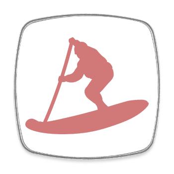 Minimalistische Stand Up Paddle Silhouette - Viereckiger Kühlschrankmagnet - Weiß - Vorne