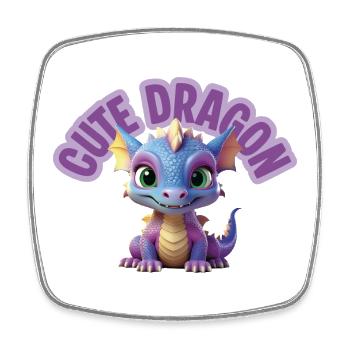 Dragon mignon - Magnet carré - blanc - Devant