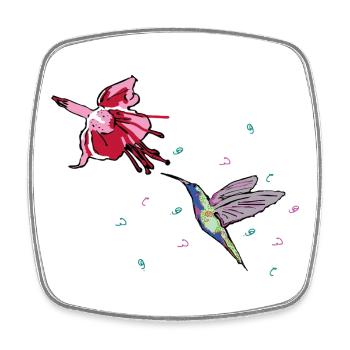 Kolibri - Viereckiger Kühlschrankmagnet - Weiß - Vorne