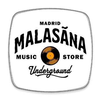 Madrid Malasaña Music Store Underground - Vintage - Magnet carré - blanc - Devant
