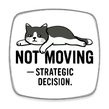 T-shirt Lazy cat – Not moving - Magnet carré - blanc - Devant