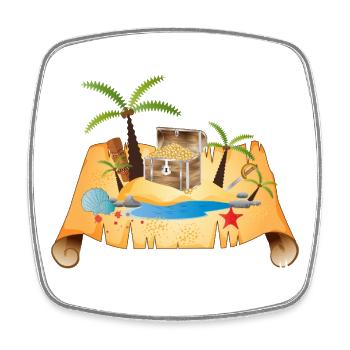 Carte au trésor aventureuse avec coffre en or - Magnet carré - blanc - Devant