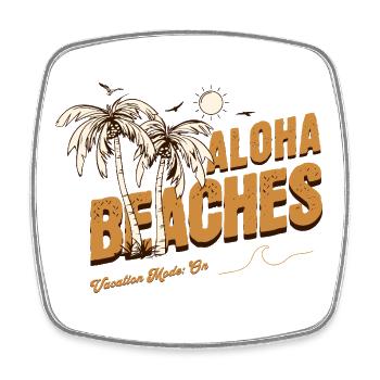 Aloha Beaches Vacation Summer Vacation Fun - Square fridge magnet - white - Front