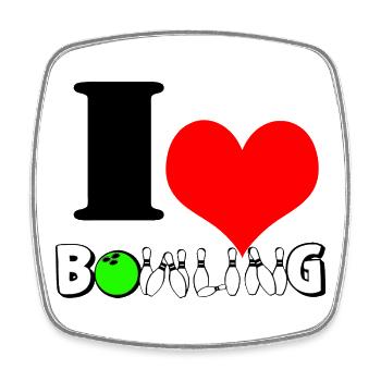 Bowling Liebe Herz - Viereckiger Kühlschrankmagnet - Weiß - Vorne