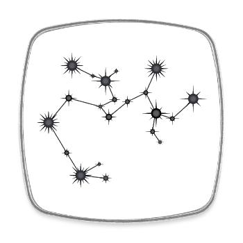 Sagittaire Constellation d’étoiles Zodiaque Noir et gris - Magnet carré - blanc - Devant