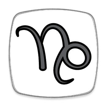 Capricorn Zodiac Sign Symbol Black & Gray - Square fridge magnet - white - Front