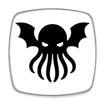 Cthulhu Géométrique – Symbole Monochrome - Magnet carré - blanc - Devant