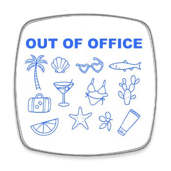 Out of office / Urlaub / Ruhestand - Viereckiger Kühlschrankmagnet - Weiß - Vorne