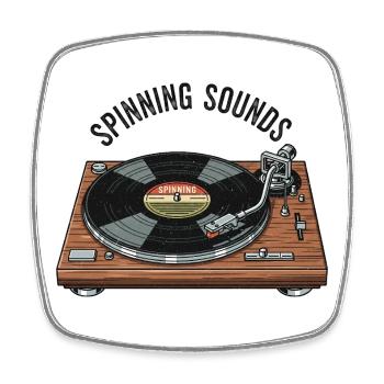 Record player - Square fridge magnet - white - Front