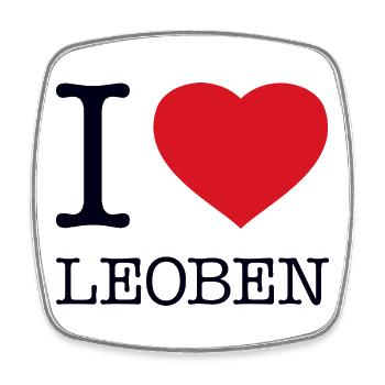I Love Leoben - Viereckiger Kühlschrankmagnet - Weiß - Vorne