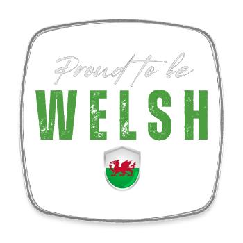 Welsh Pride, hergestellt in Wales - Viereckiger Kühlschrankmagnet - Weiß - Vorne