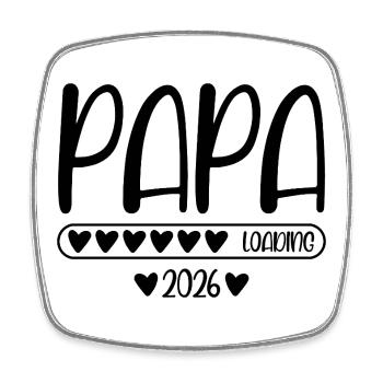 Papa 2026 loading - Square fridge magnet - white - Front