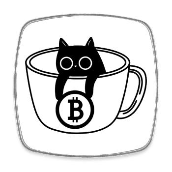 Crypto Katze Kaffeetasse Design - Viereckiger Kühlschrankmagnet - Weiß - Vorne