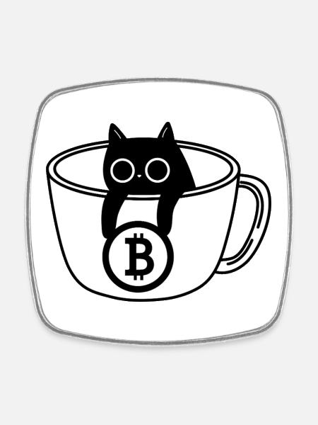Crypto Cat Tasse à café Design - Magnet carré - blanc