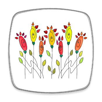 Fleur - Magnet carré - blanc - Devant