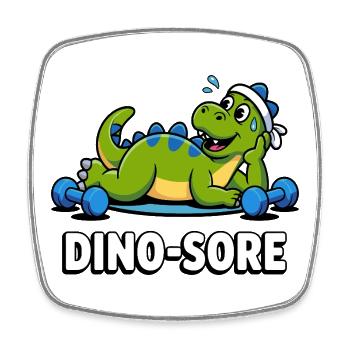 Dino Sore Gym Gewichte heben Fitness Workout - Viereckiger Kühlschrankmagnet - Weiß - Vorne