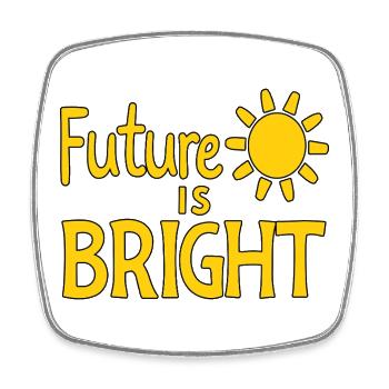Future Is Bright - Sun - Square fridge magnet - white - Front