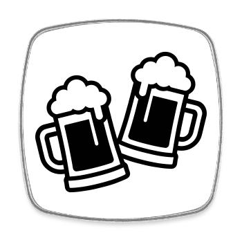 Chope à bière Verre à bière - Magnet carré - blanc - Devant