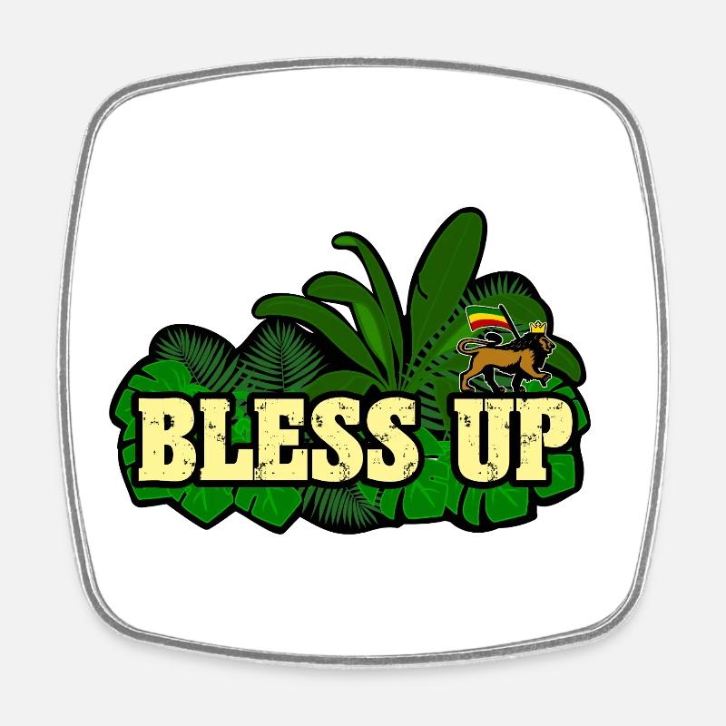 Dub Reggae Bless Up Jungle - Square fridge magnet - white