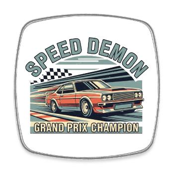 Racing Car Speed Demón Design - Square fridge magnet - white - Front
